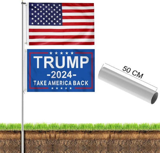 Raise Your Patriotism with the Trump 2024 Flag(s) & Expandable Aluminum Pole Set!