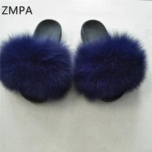 Step into Patriotic Glamour with these Furry Flip Flops