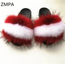 Step into Patriotic Glamour with these Furry Flip Flops