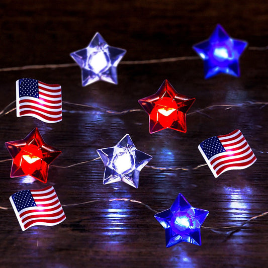 Red, White, & Blue Star String Lights